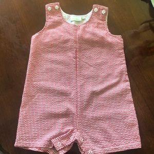 Red and White Gingham Romper